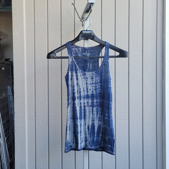 AEO | Tie-Dye Halter Tank Top NWOT grey & blue X-Small - Picture 12 of 12